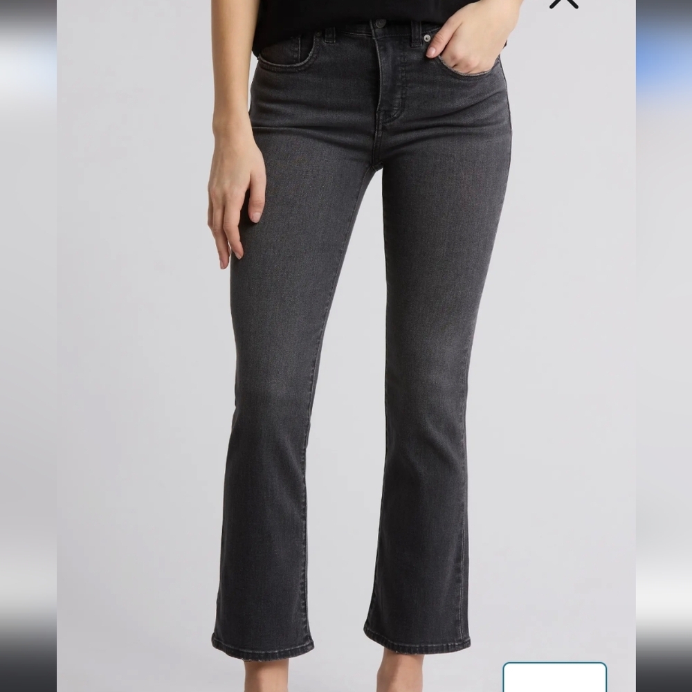 Madewell Womens 25 P Mid Rise Kick Out Jeans Black